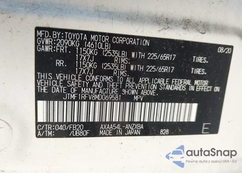 2021 Toyota Rav4 Le from USA, damaged, VIN JTMF1RFV8MD069581